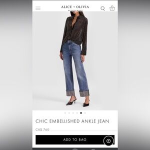 alice + olivia CHIC EMBELLISHED ANKLE JEAN
